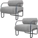 Ver imagem 2 de Kit 2 Poltronas para Sala e Escritório Base de Metal Mansk Linho Cinza