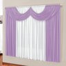 Cortina Para Sala 2m Varão Simples Branco/Lilás Malha - 2