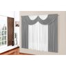 Cortina Para Quarto Cinza 2m x 1,7m Varão Simples Branco/Cinza - 1