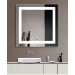Espelho Led 80x80 Luz 3 Cores Quadrado Botão Touch Luz Frontal Camarim Maquiagem Iluminação - 5