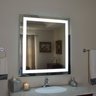 Espelho Led 80x80 Luz 3 Cores Quadrado Botão Touch Luz Frontal Camarim Maquiagem Iluminação - 3