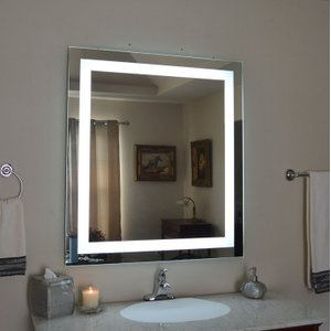 Espelho 4mm Led 80x80 Luz 3 Cores Quadrado Botão Touch Luz Frontal Camarim Maquiagem Iluminação