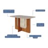 Mesa de Jantar Ratangular 130x80cm Tampo Mdf/vidro Louise Cimol Cinamomo/off White - 4
