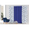 Cortina Para Sala Azul Marinho Estampado Floral 4m x 2,6m Varão Simples - 1