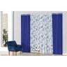Cortina Para Sala Azul Marinho Estampado Floral 4m x 2,6m Varão Simples - 3