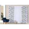 Cortina Para Sala Branca Com Estampa Floral 4m x 2,6m Varão Simples - 1