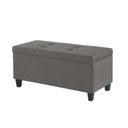 Ver imagem 5 de Kit Recamier Madri 1,40m + 2 Puff Suede Cinza - Inova Decor Inova Decorações Kit Madri