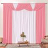 Cortina Para Sala e Quarto Rosa 4m x 2,6m Varão Simples Branco/Rosa - 3