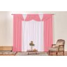 Cortina Para Sala e Quarto Rosa 4m x 2,6m Varão Simples Branco/Rosa - 1