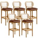 Ver imagem 1 de Kit 05 Banquetas Altas para Cozinha Bancada Sala Tela Betta Fixa L02 Couríssimo Marrom - Lyam