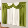 Cortina Para Sala Em Malha 3m x 2,6m Varão Simples Palha/Verde - 1