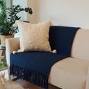 Ver imagem 2 de Manta de Sofá Artesanal Laços Decorativa Algodão Azul 130x180
