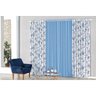 Cortina Para Sala e Quarto Azul Estampado Floral 3m x 2,6m Varão Simples - 1