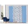 Cortina Para Sala e Quarto Azul Estampado Floral 3m x 2,6m Varão Simples - 3