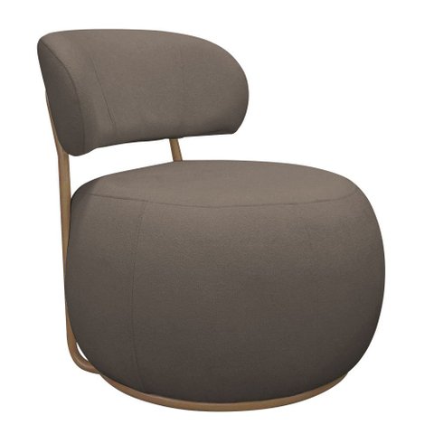Poltrona Decorativa Greta Base Giratória Ouro Fosco Bouclé Marrom - Nexta Casa