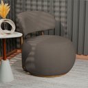 Ver imagem 2 de Poltrona Decorativa Greta Base Giratória Ouro Fosco Bouclé Marrom - Nexta Casa