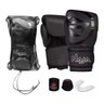 Kit luvas de Boxe Muay Thai Naja Black + Bandagem + Protetor Bucal KIT Black 16 Preto - 1