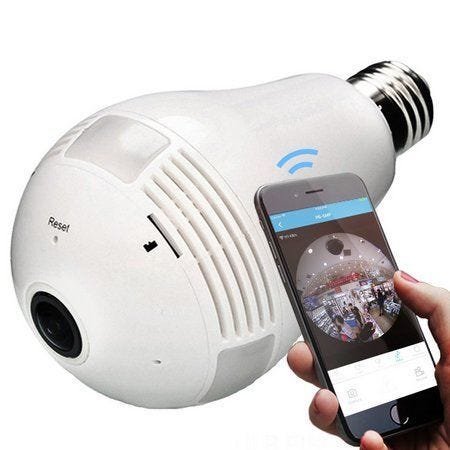 Câmera Ip Lâmpada LED Panorâmica 360° 3D Wifi 1.3Mp Vr Cam - 1