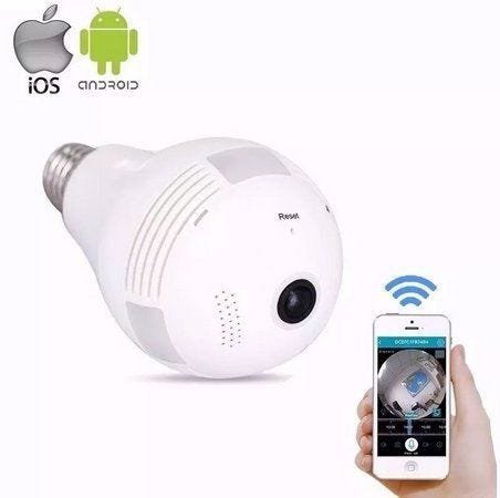 Câmera Ip Lâmpada LED Panorâmica 360° 3D Wifi 1.3Mp Vr Cam - 4