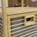 Ver imagem 4 de Cesto Organizador de Roupa em Bambu Tampa Retrátil Bege Lisa