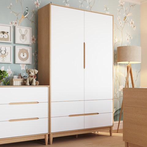 Guarda Roupa Infantil 2 Portas Tomi Branco com Carvalho - Quater