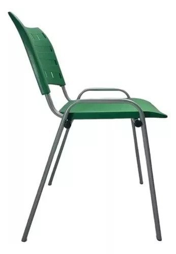 Kit Com 6 Cadeiras Iso Para Escola Escritório Comércio Verde Base Prata - 2
