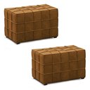 Ver imagem 1 de Kit 2 Puffs Decorativos Augusto 70cm Sala de Estar Couro Caramelo Manchado G88 - Gran Belo