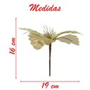 Ver imagem 2 de Kit 10 Flor de Natal Dourada Artificial com Brilho 19cm