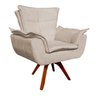 Kit 2 Poltronas Decorativas Gran Opala Base Giratória Madeira Suede Bege - 2