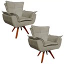 Ver imagem 1 de Kit 2 Poltronas Decorativas Gran Opala Base Giratória Madeira Suede Marrom Rato