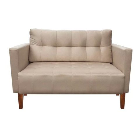 Sofá Retrô Namoradeira 2 Lugares Livia Suede Bege