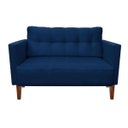 Ver imagem 1 de Sofá Retrô Namoradeira 2 Lugares Livia Suede Azul Marinho - D'Rossi