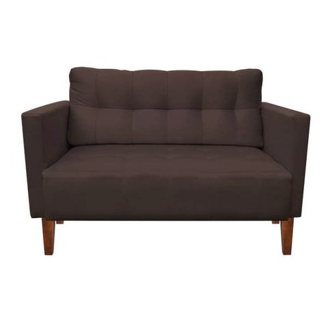 Sofá Retrô Namoradeira 2 Lugares Livia Suede Marrom - D'Rossi