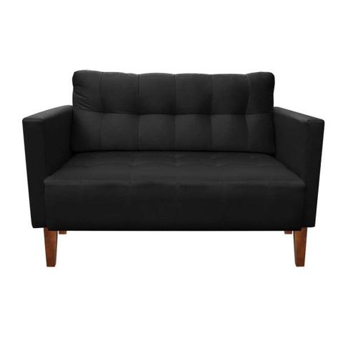 Sofá Retrô Namoradeira 2 Lugares Livia Suede Preto - D'Rossi