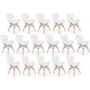 Ver imagem 1 de Kit 16 Cadeiras de Jantar Charles Eames Slim Wood Estofada - Branco