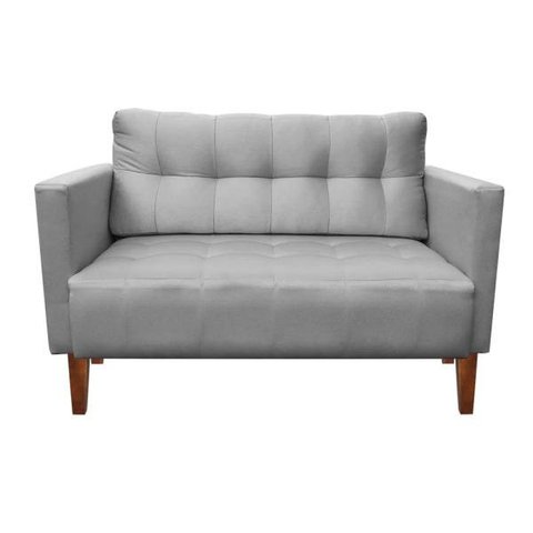 Sofá Retrô Namoradeira 2 Lugares Livia Suede Cinza - D'Rossi