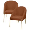 Ver imagem 1 de Kit 2 Banqueta Poltrona Lua Pé Metal Bouclê Ideal para Sala Penteadeira ou Salão:terracota