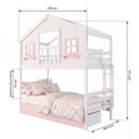 Ver imagem 3 de Beliche Infantil Casinha Dos Sonhos com Varanda 02 Gavetas Rosa Madeira Maciça Branco/ Rosa