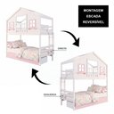 Ver imagem 5 de Beliche Infantil Casinha Dos Sonhos com Varanda 02 Gavetas Rosa Madeira Maciça Branco/ Rosa