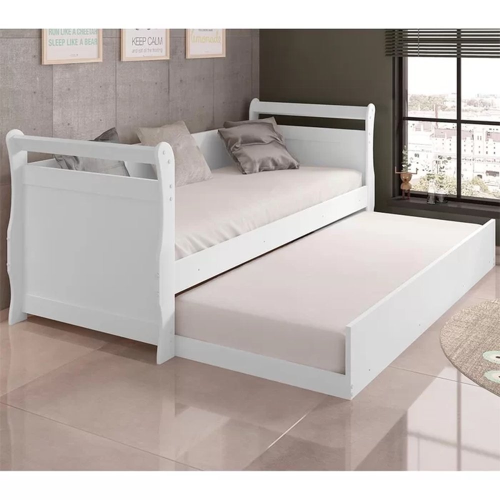 Sofá Cama Solteiro Bella com Cama Auxiliar Framar Branco - 2