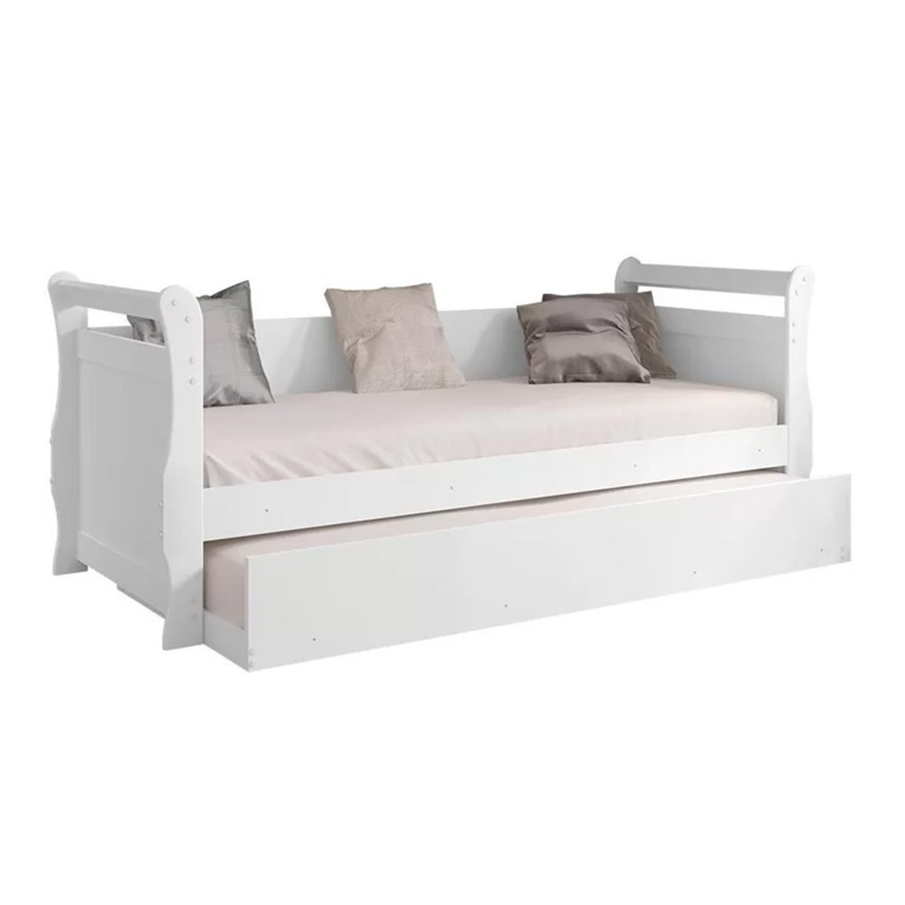 Sofá Cama Solteiro Bella com Cama Auxiliar Framar Branco - 3