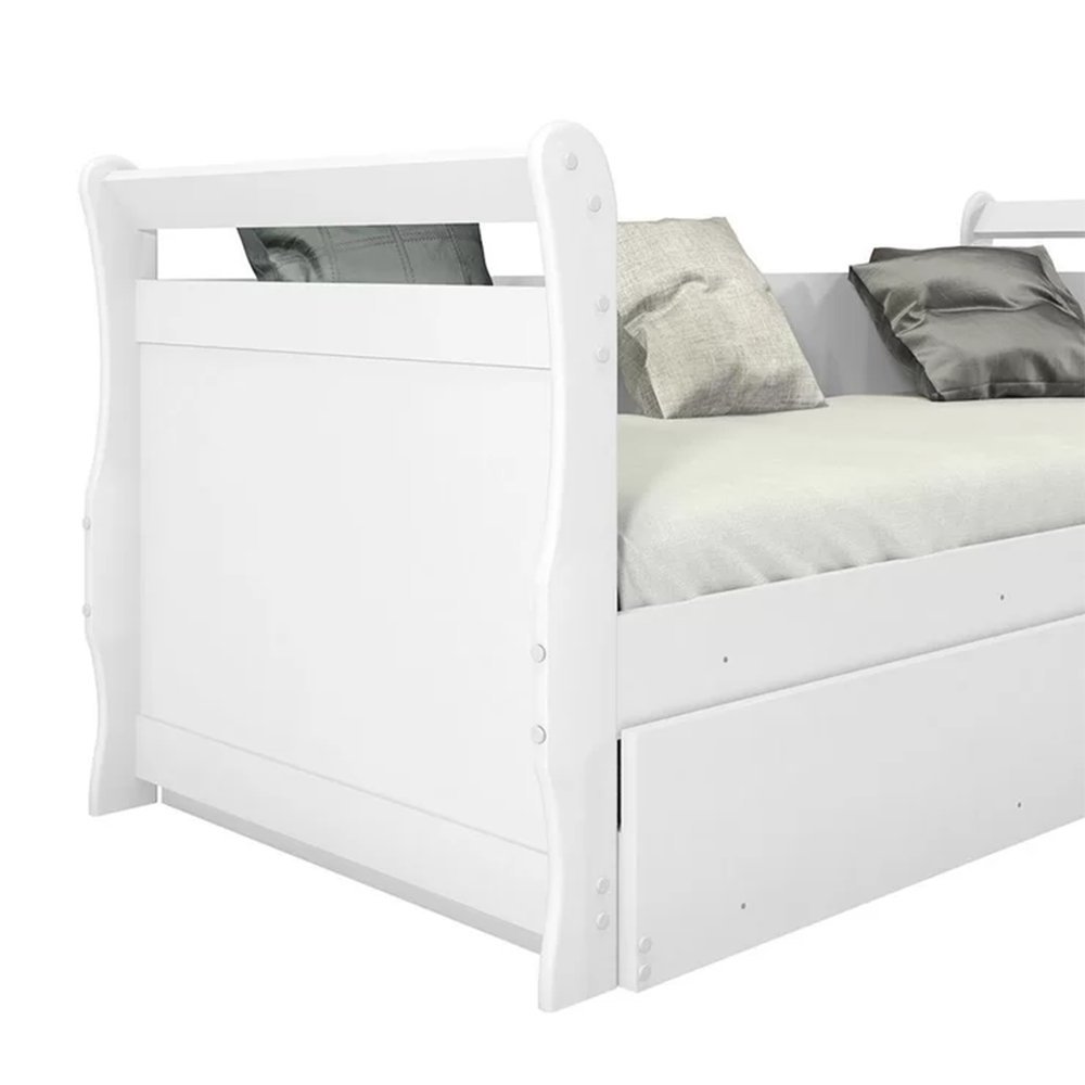 Sofá Cama Solteiro Bella com Cama Auxiliar Framar Branco - 5