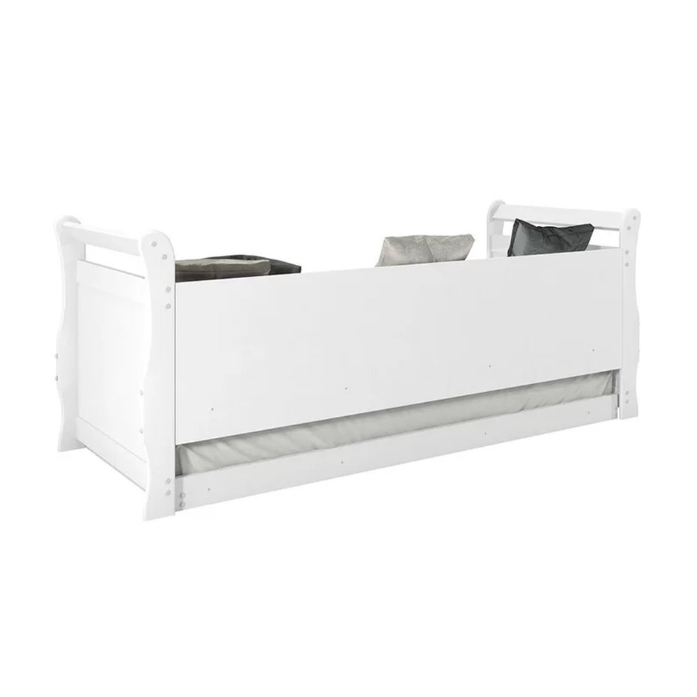 Sofá Cama Solteiro Bella com Cama Auxiliar Framar Branco - 4