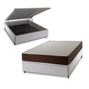 Ver imagem 1 de Conjunto Box Baú Casal Atlanta Branco 138x188x69 Espuma D45