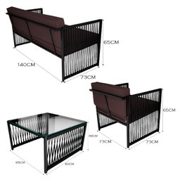 Conjunto para Área Externa de Corda Náutica - 02 Poltrona Namoradeira Mesa de Centro Santiago - 4