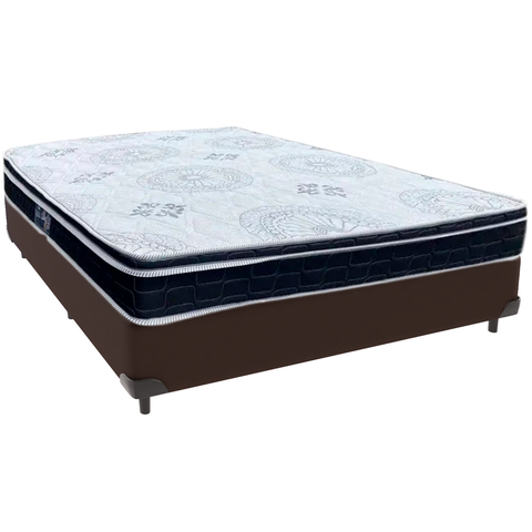 Cama Box Marrom e Colchão Orthosono D33 com Pillow Top Viúvo Anjos