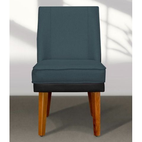 Kit 4 Cadeiras Virgínia Linho Azul Jeans e Courissimo Preto Linho Preto Azul Jeans