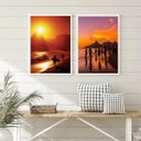 Ver imagem 2 de Kit 2 Quadros Esportes Praia de Ipanema- Rio de Janeiro 45x34cm:madeira Branca