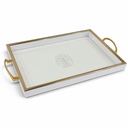 Ver imagem 5 de Bandeja Decorativa Branco com Detalhes Dourado 30x45cm