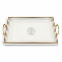 Ver imagem 3 de Bandeja Decorativa Branco com Detalhes Dourado 30x45cm